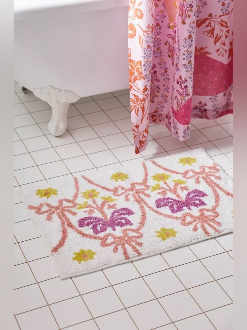 Urban Outfitters Bow Damask Bath Mat